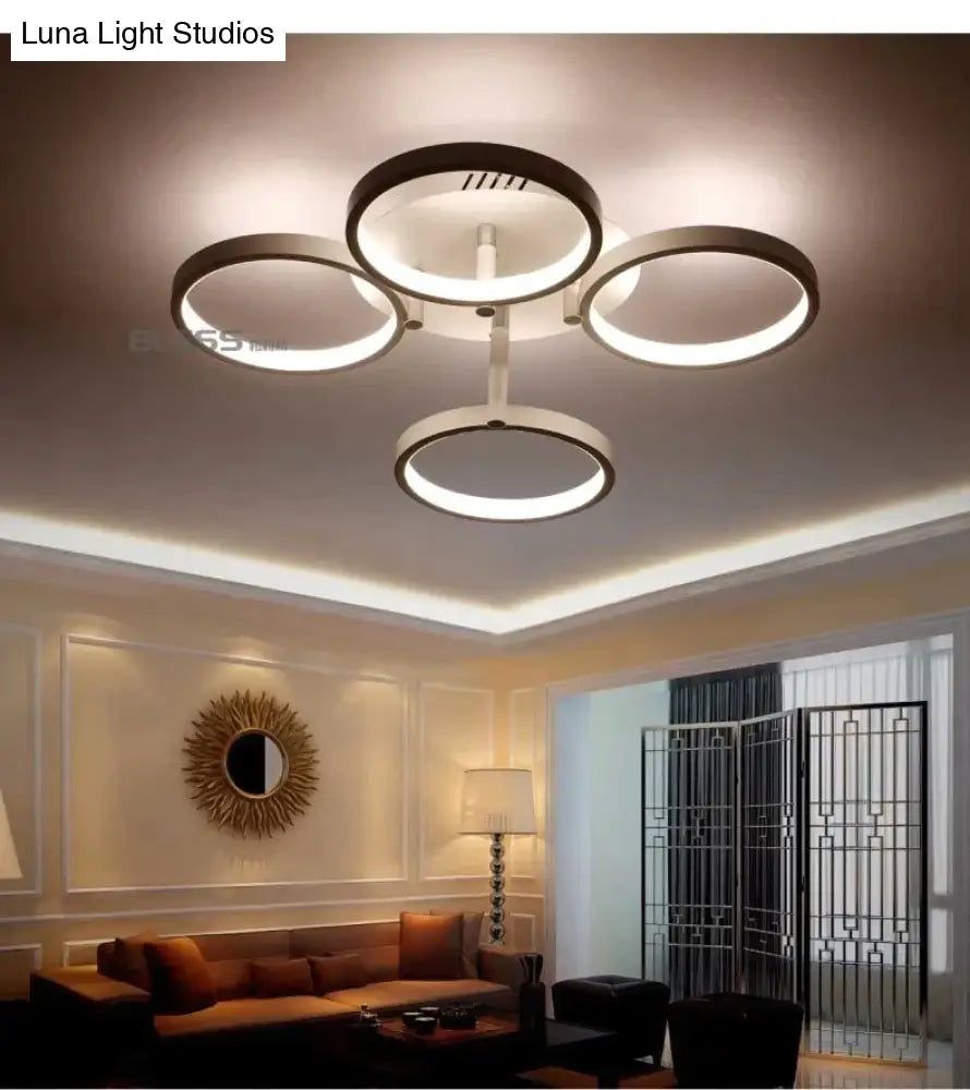 New Arrival Circle Rings Designer Modern Led Ceiling Lights Lamp For Living Room Bedroom Remote