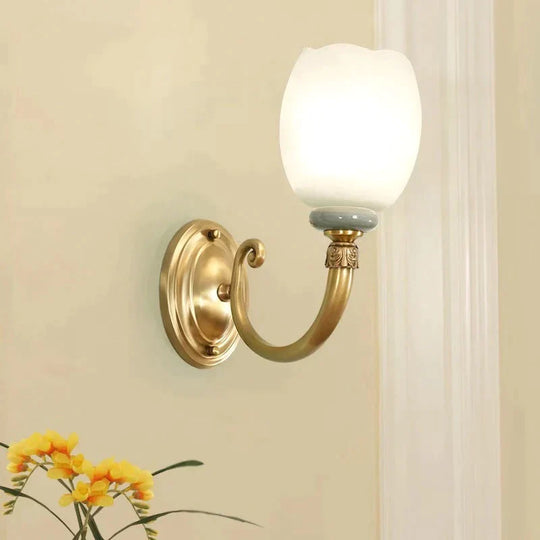New Creative Bedroom Bedside Ceramic All Copper Wall Lamp Single / Without Light Source Lamps