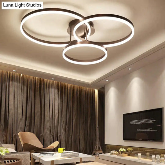 New Creative Circle Ceiling Lamp White Light / Three Laps-Dia(30+40+50)*20 Cm