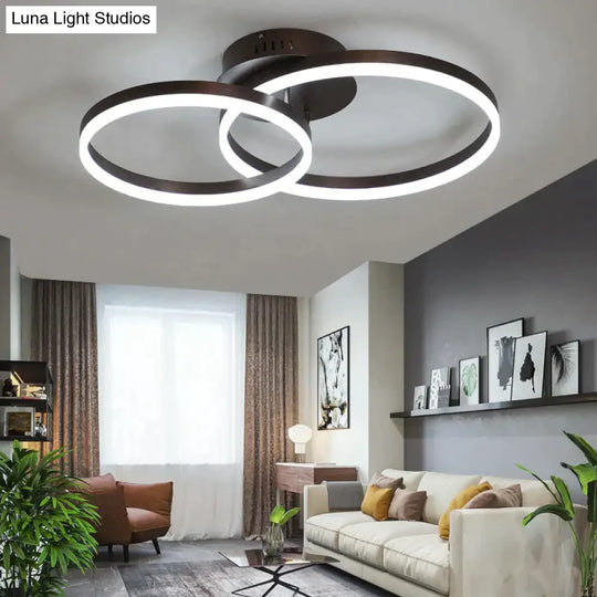 New Creative Circle Ceiling Lamp White Light / Two Laps-Dia(30+40)*15 Cm