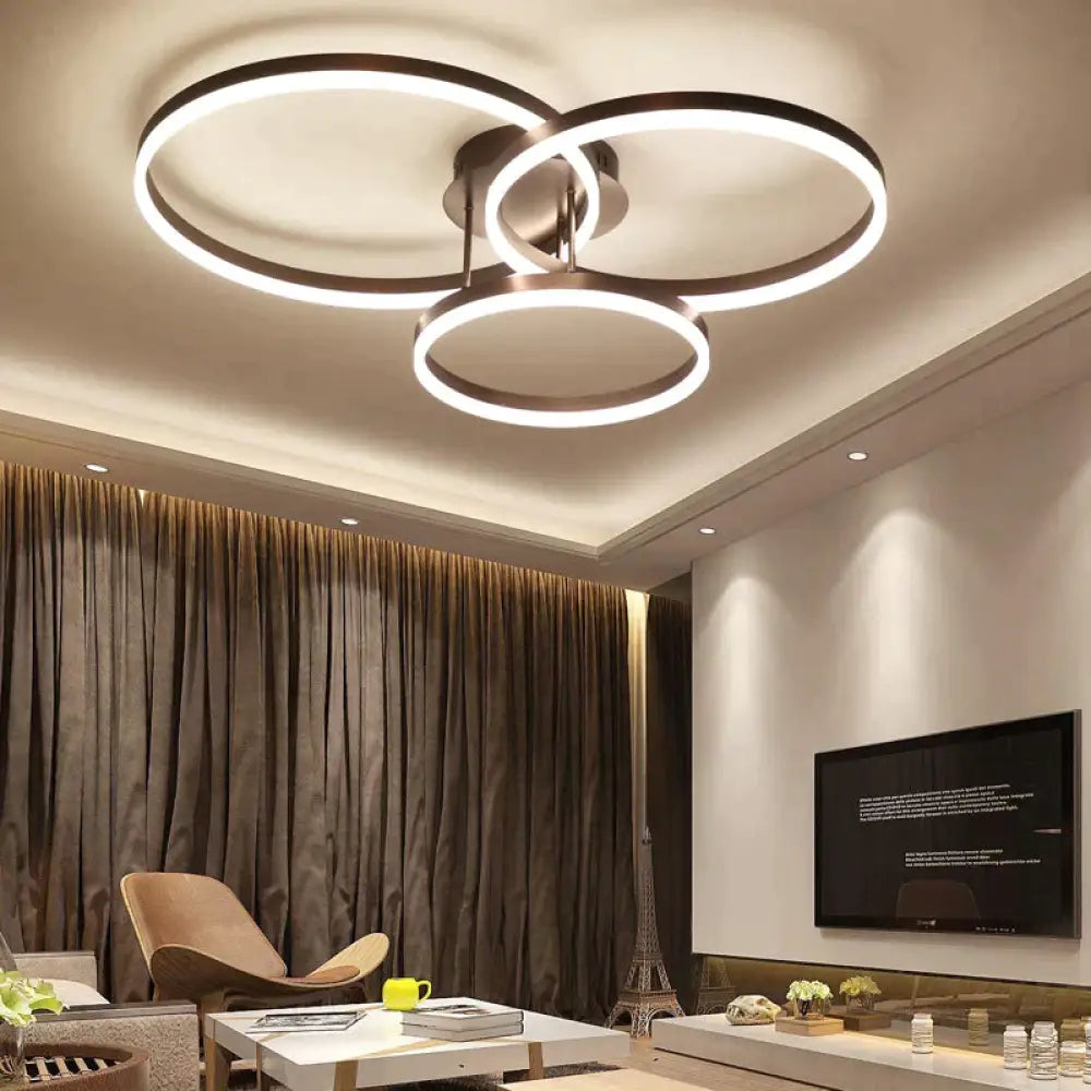 New Creative Circle Ceiling Lamp White Light / Three Laps-Dia(30 + 40 + 50)*20 Cm