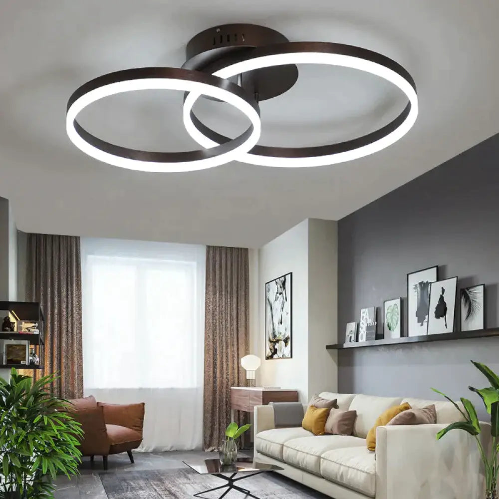 New Creative Circle Ceiling Lamp White Light / Two Laps-Dia(30 + 40)*15 Cm