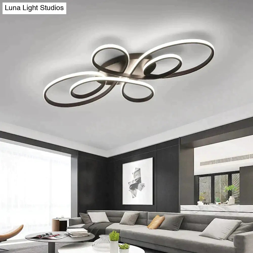 New Hot Rc White/Coffee Modern Led Ceiling Lights For Living Room Bedroom Study Dimmable Lamp