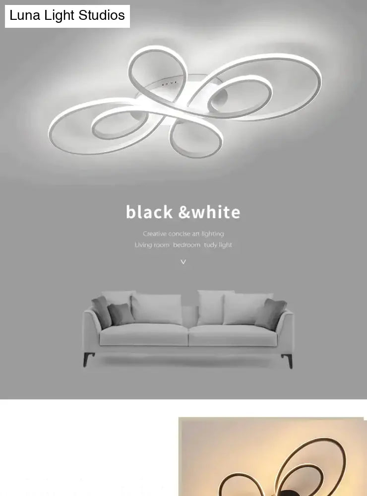 New Hot Rc White/Coffee Modern Led Ceiling Lights For Living Room Bedroom Study Dimmable Lamp