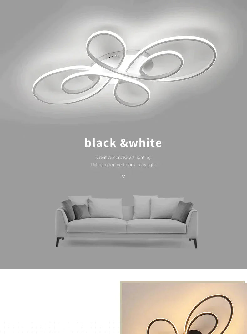 New Hot Rc White/Coffee Modern Led Ceiling Lights For Living Room Bedroom Study Dimmable Lamp