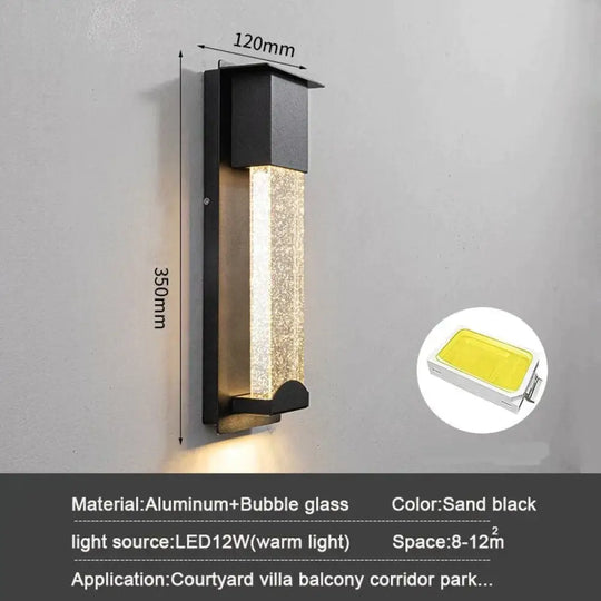 New Led Wall Lighting Pir Motion Sensor Crystal Outdoor Ip65 Waterproof Street Lamp For Balcony