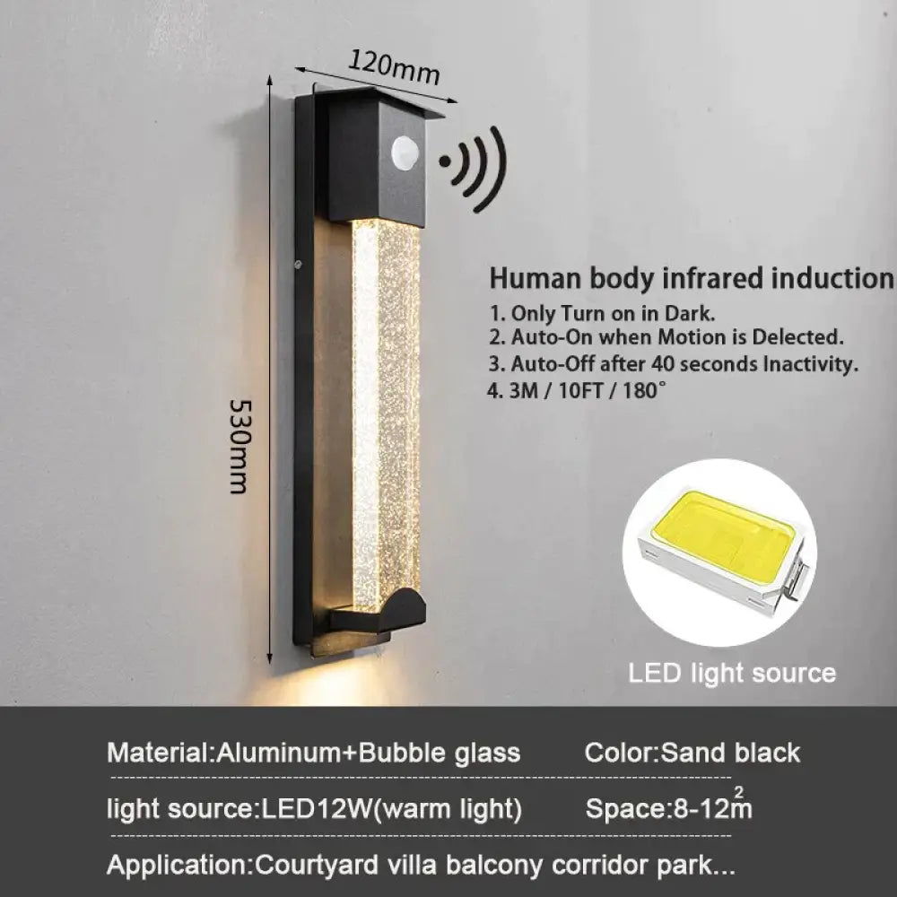 New Led Wall Lighting Pir Motion Sensor Crystal Outdoor Ip65 Waterproof Street Lamp For Balcony