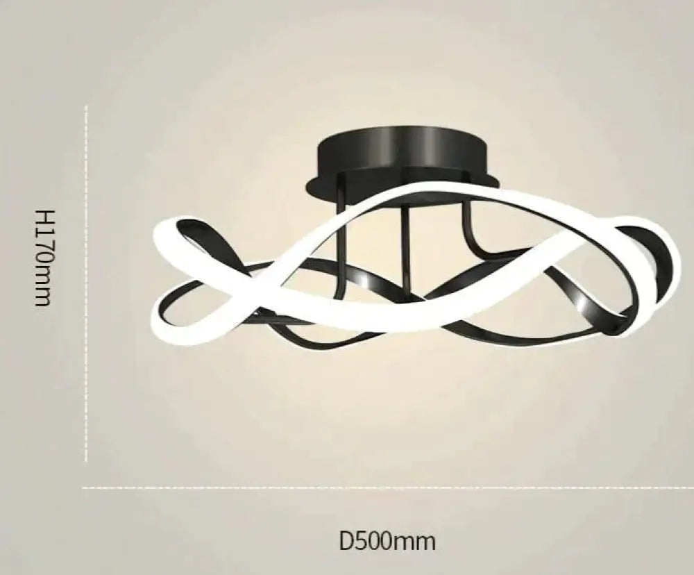 New Light Luxury Bedroom Lamp Room Ceiling Lamp Black 50cm tricolor light Ceiling