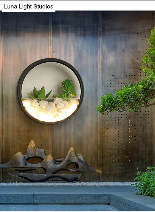 New Modern Art Plant Outdoor Ip65 Waterproof Led Wall Lighting Garden Porch Sconce Light Black