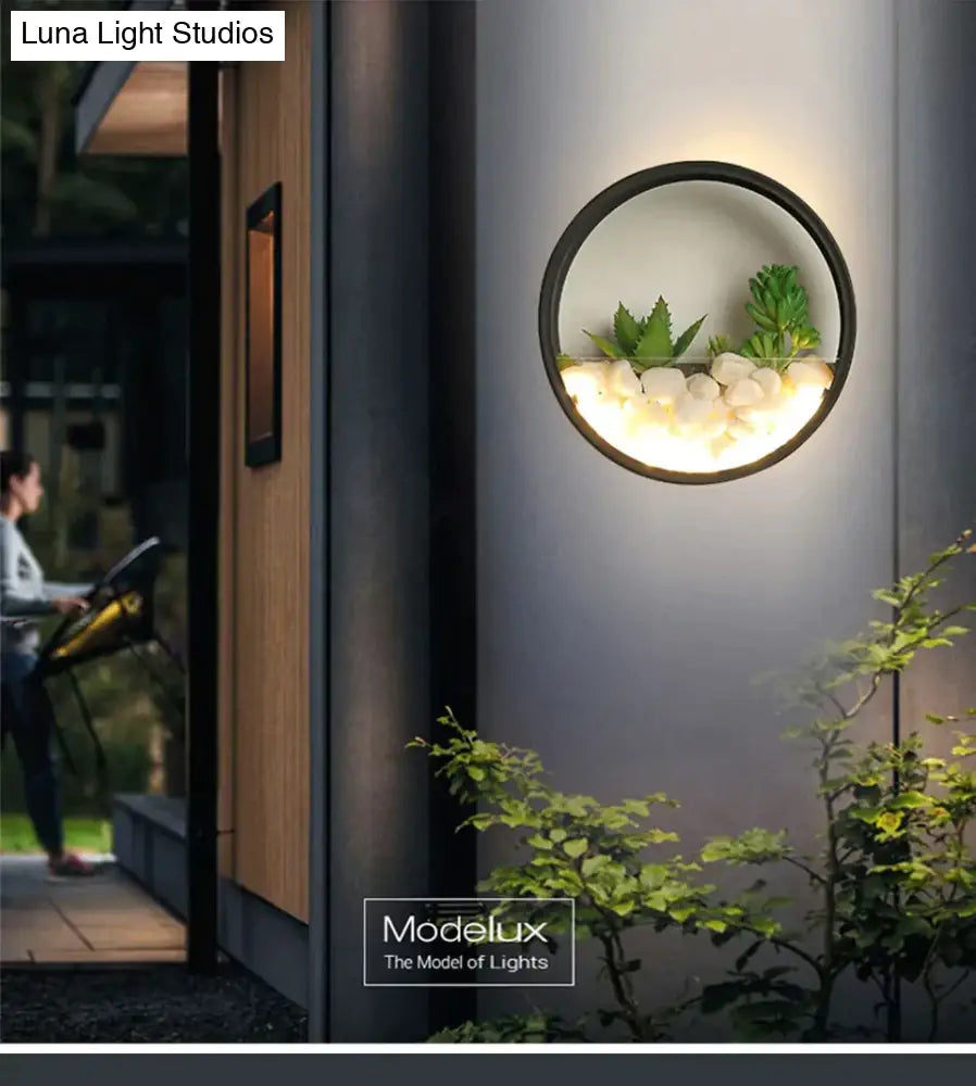 New Modern Art Plant Outdoor Ip65 Waterproof Led Wall Lighting Garden Porch Sconce Light Black