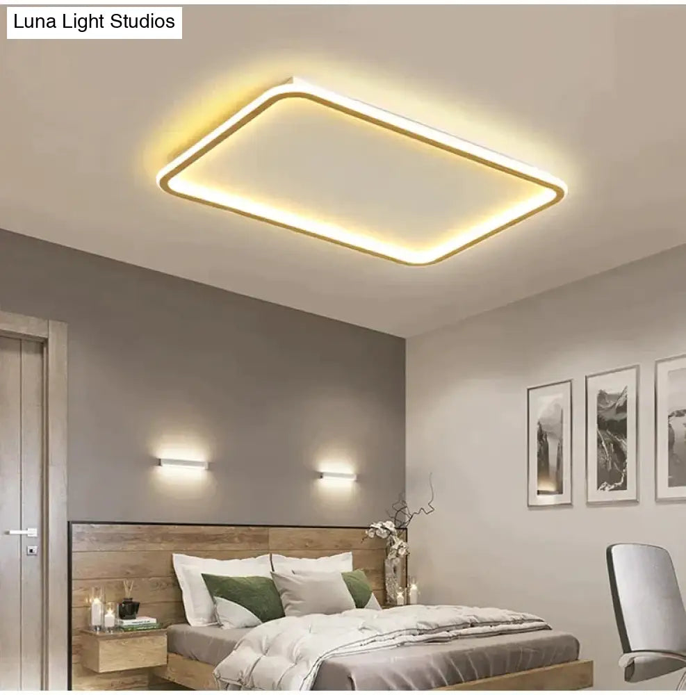 New Modern Black White Ultra-Thin Led Ceiling Light Rectangular Round Bedroom Lamp Living Room