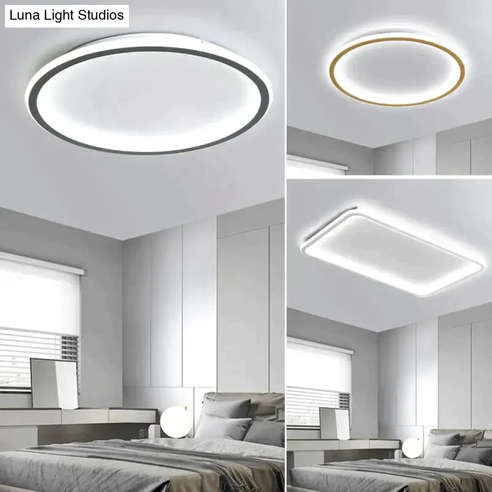 New Modern Black White Ultra-Thin Led Ceiling Light Rectangular Round Bedroom Lamp Living Room