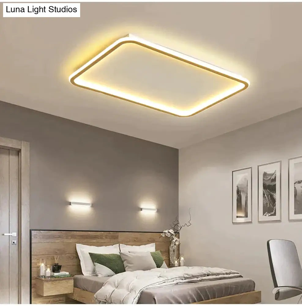 New Modern Black White Ultra-Thin Led Ceiling Light Rectangular Round Bedroom Lamp Living Room