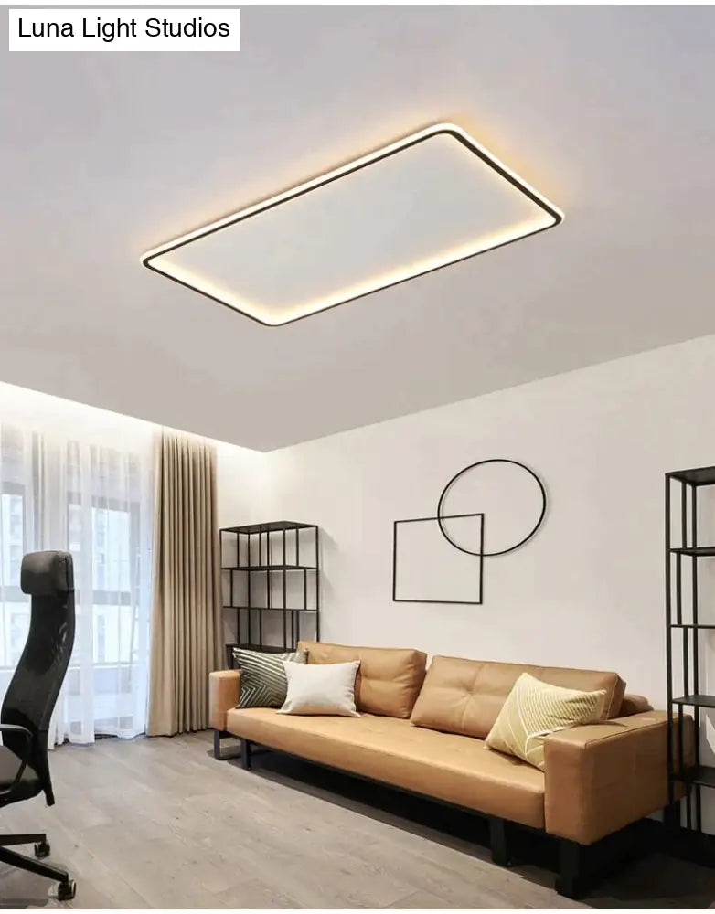 New Modern Black White Ultra-Thin Led Ceiling Light Rectangular Round Bedroom Lamp Living Room