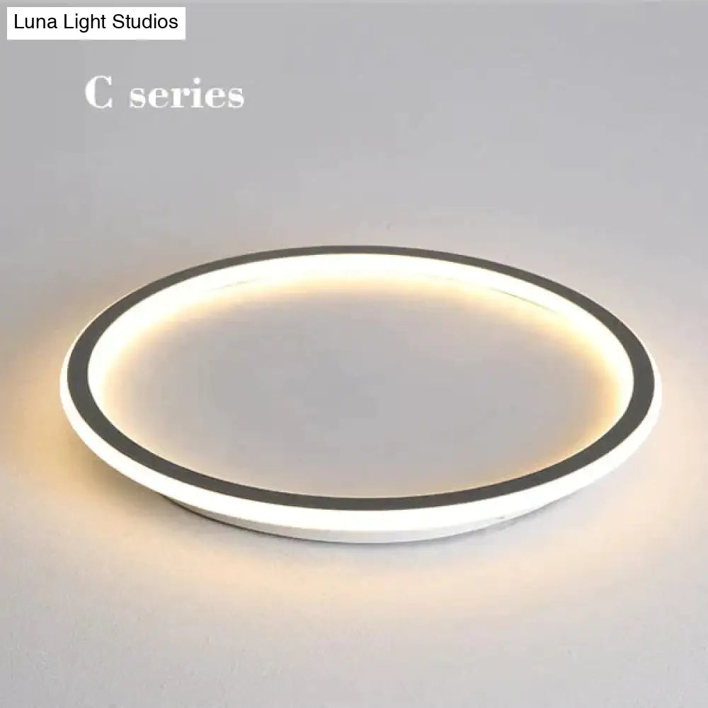 New Modern Black White Ultra-Thin Led Ceiling Light Rectangular Round Bedroom Lamp Living Room C