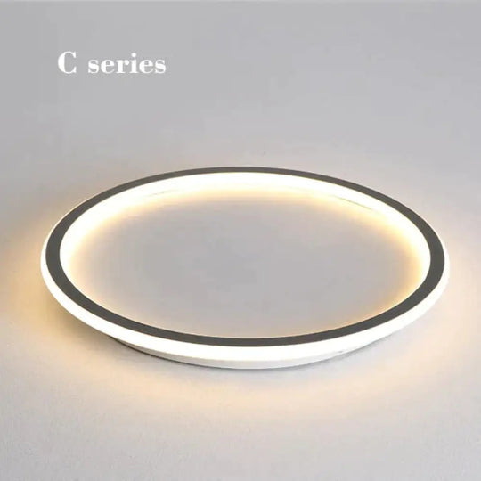 New Modern Black White Ultra-Thin Led Ceiling Light Rectangular Round Bedroom Lamp Living Room C