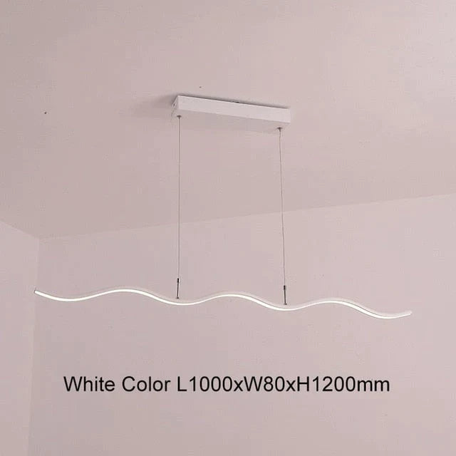 New Wave Aluminum Modern Led Pendant Light For Dining Room Living Kitchen Room Matte Black Or White Color Pendant Lamp