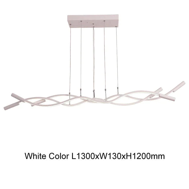 New Wave Aluminum Modern Led Pendant Light For Dining Room Living Kitchen Room Matte Black Or White Color Pendant Lamp
