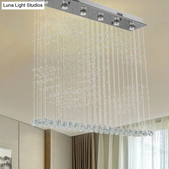 Nickel Double C Shaped Crystal Ball Flush Mount Light - 6-Light Ceiling Lighting For Bedroom