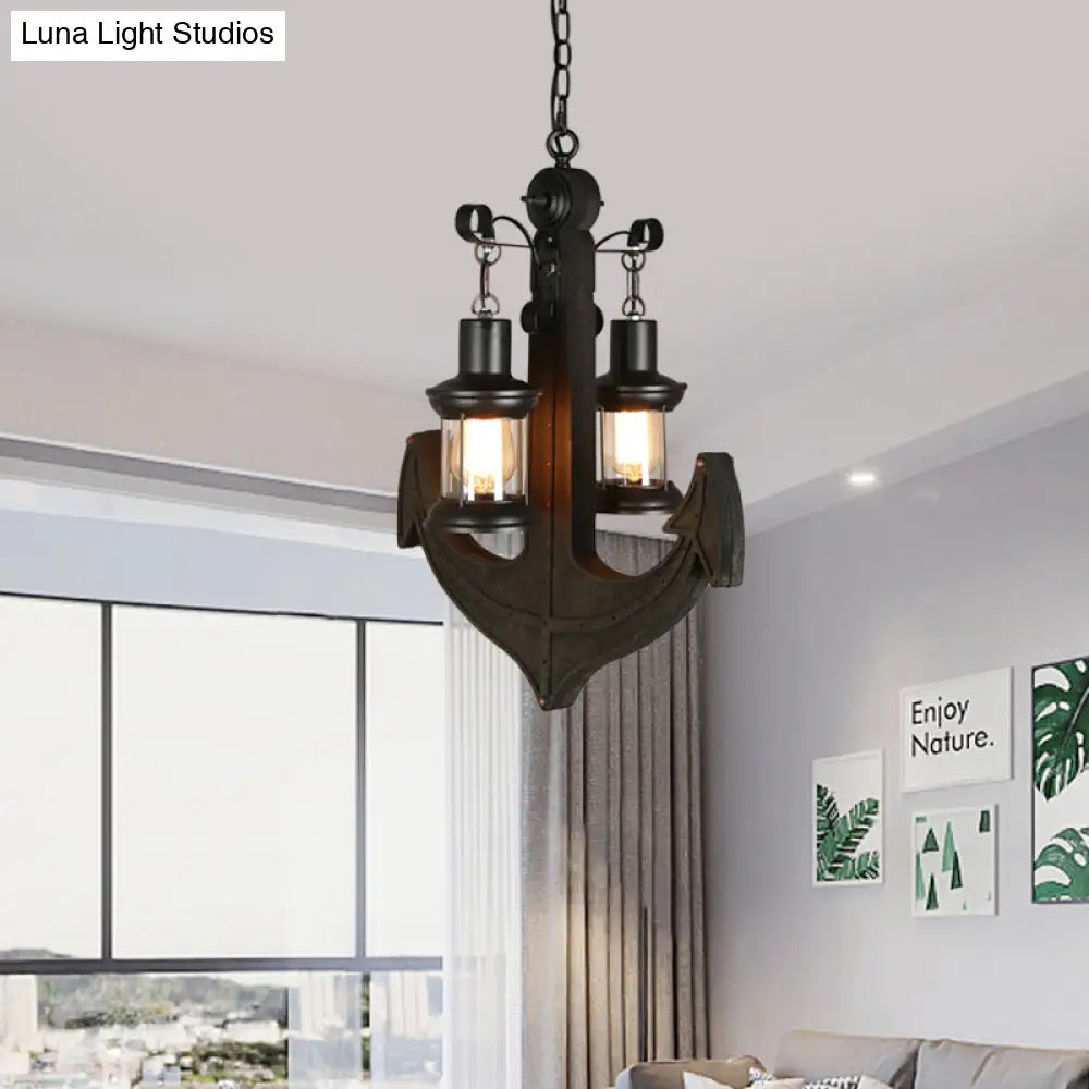Noemi - Glass Black Chandelier: Industrial Hanging Ceiling Light
