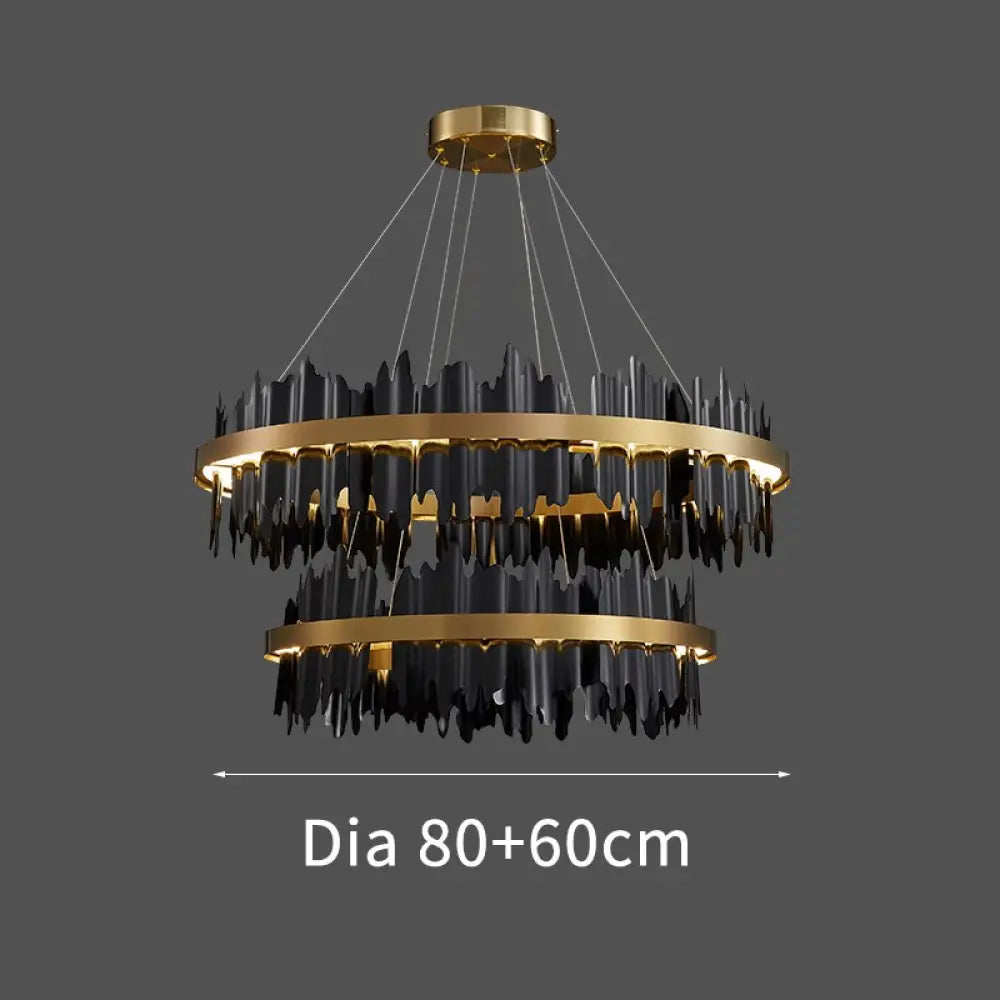 Noir Brilliance - Contemporary Black Led Chandelier Diameter 80X60Cm Light