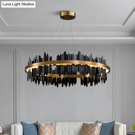 Noir Brilliance - Contemporary Black Led Chandelier Light