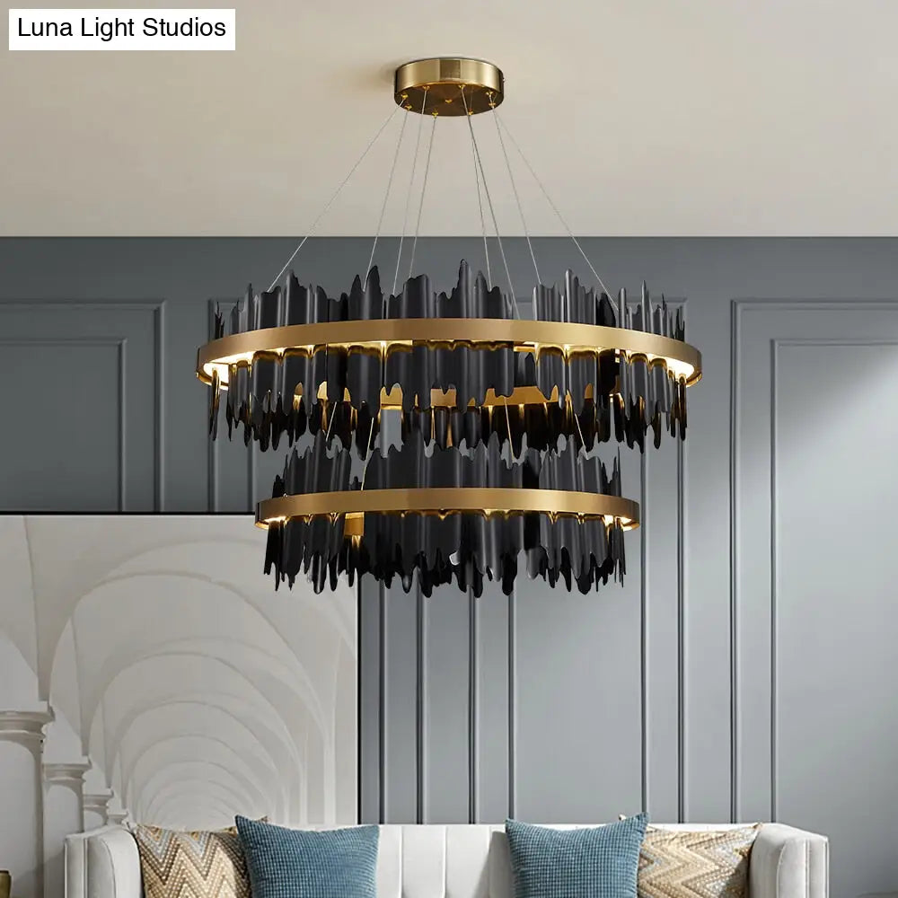 Noir Brilliance - Contemporary Black Led Chandelier Light