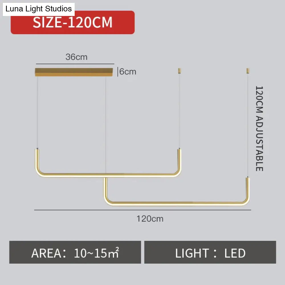 Nora - Linear Led Ceiling Chandelier Gold L120Cm / Warm White