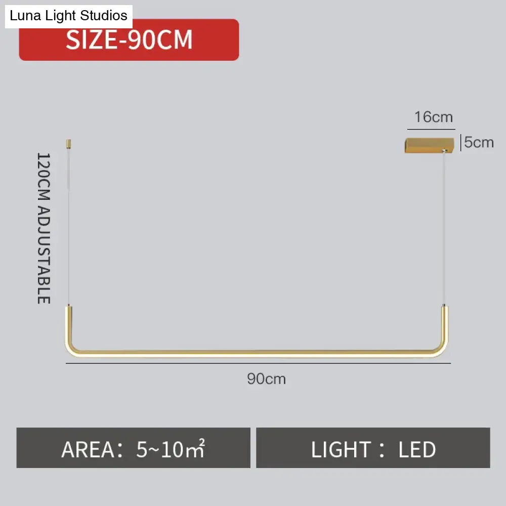 Nora - Linear Led Ceiling Chandelier Gold L90Cm / Warm White