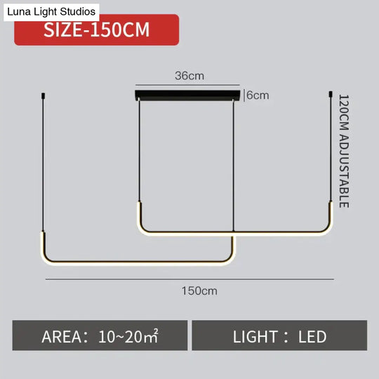 Nora - Linear Led Ceiling Chandelier Black L150Cm / Warm White