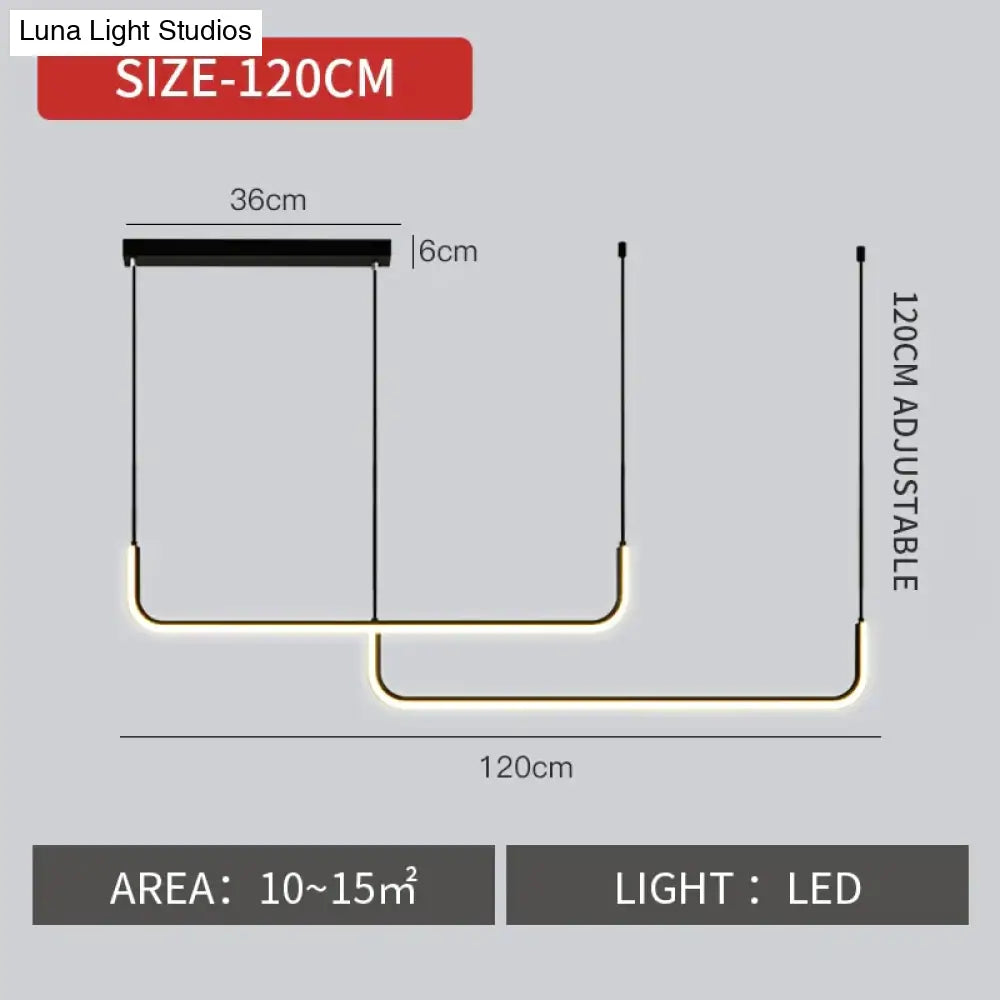 Nora - Linear Led Ceiling Chandelier Black L120Cm / Warm White