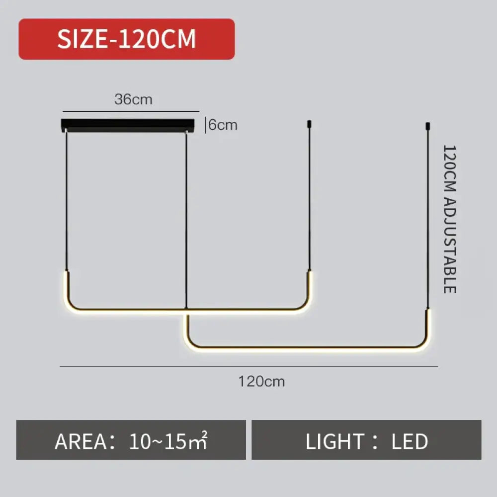 Nora - Linear Led Ceiling Chandelier Black L120Cm / Warm White