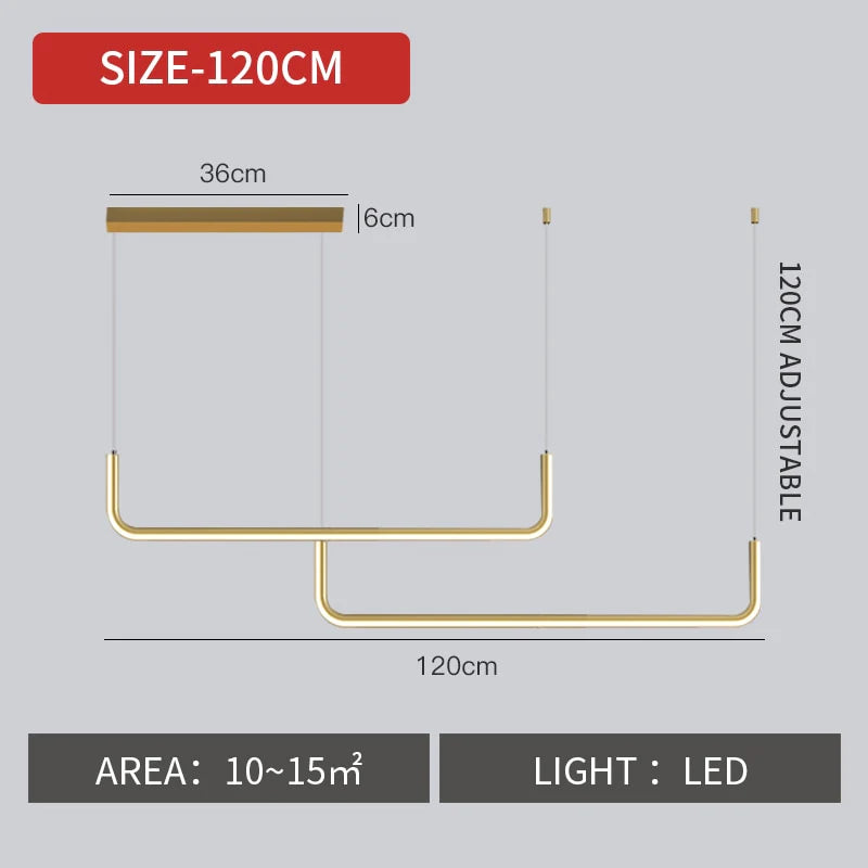 Nora - Linear Led Ceiling Chandelier Gold L120Cm / Warm White