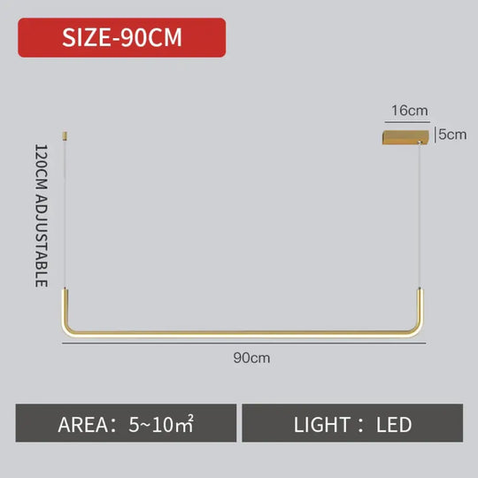 Nora - Linear Led Ceiling Chandelier Gold L90Cm / Warm White