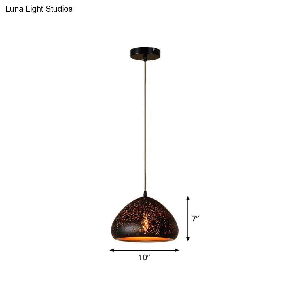 Nora - Retro Hollow-Out Metal Pendant Lighting 1-Light Black Finish Suspension Light For Restaurant