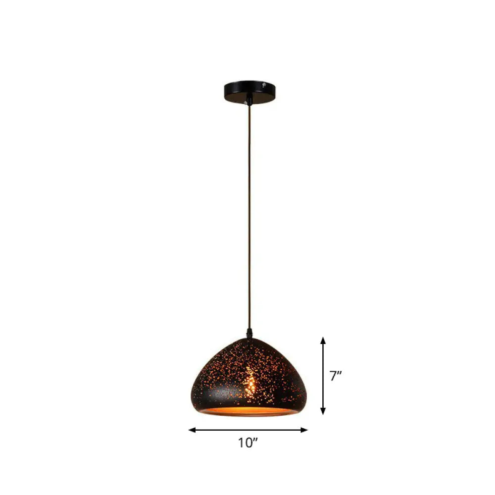 Nora - Retro Hollow-Out Metal Pendant Lighting 1-Light Black Finish Suspension Light For Restaurant