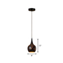 Nora - Retro Hollow-Out Metal Pendant Lighting 1-Light Black Finish Suspension Light For Restaurant