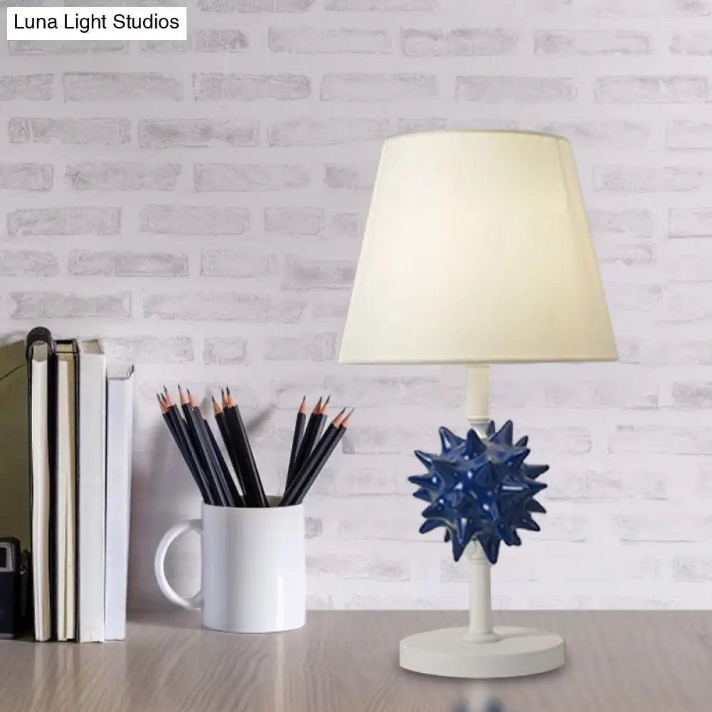 Nora - Sea Resin Urchin Night Table Lamp Cartoon Single Bulb Sky Blue/Gold/Dark Blue Nightstand