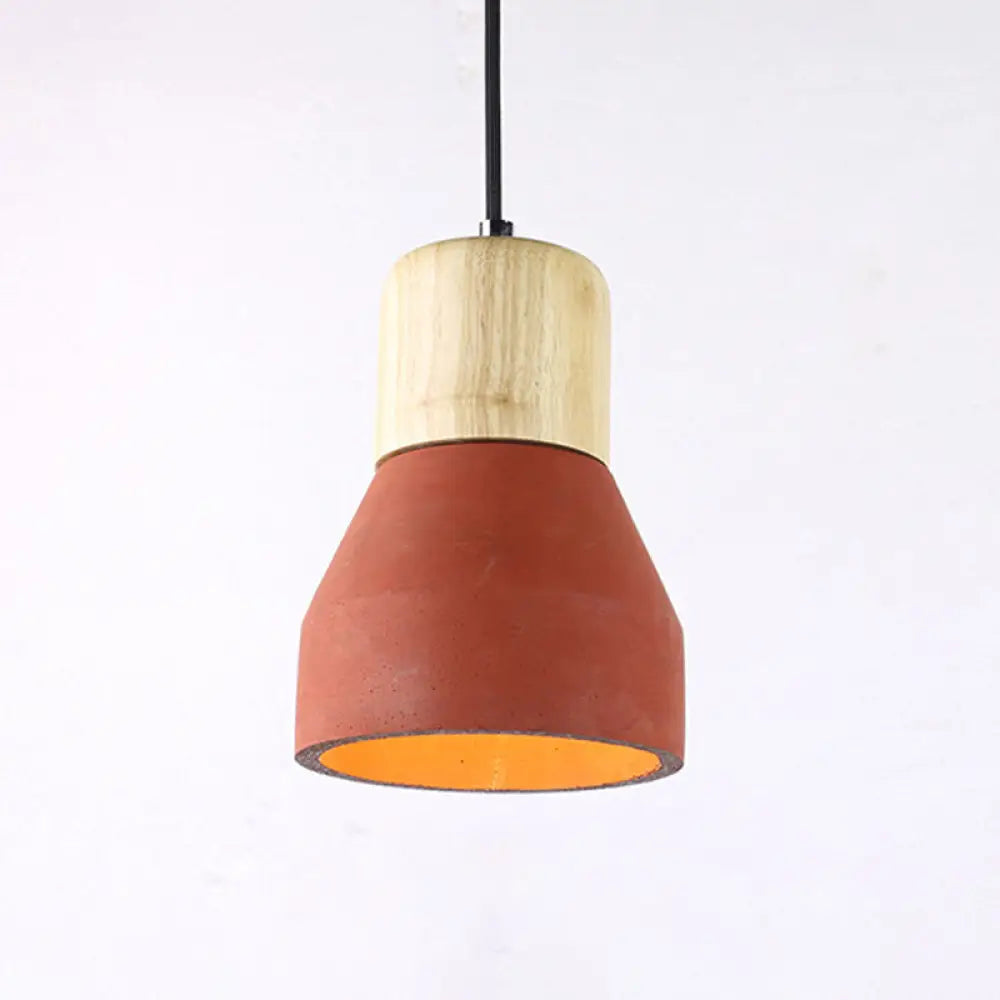 Nordic 1-Light Cement Bottle Pendant: Stylish Suspension Lighting For Restaurants- Grey/Red/Green