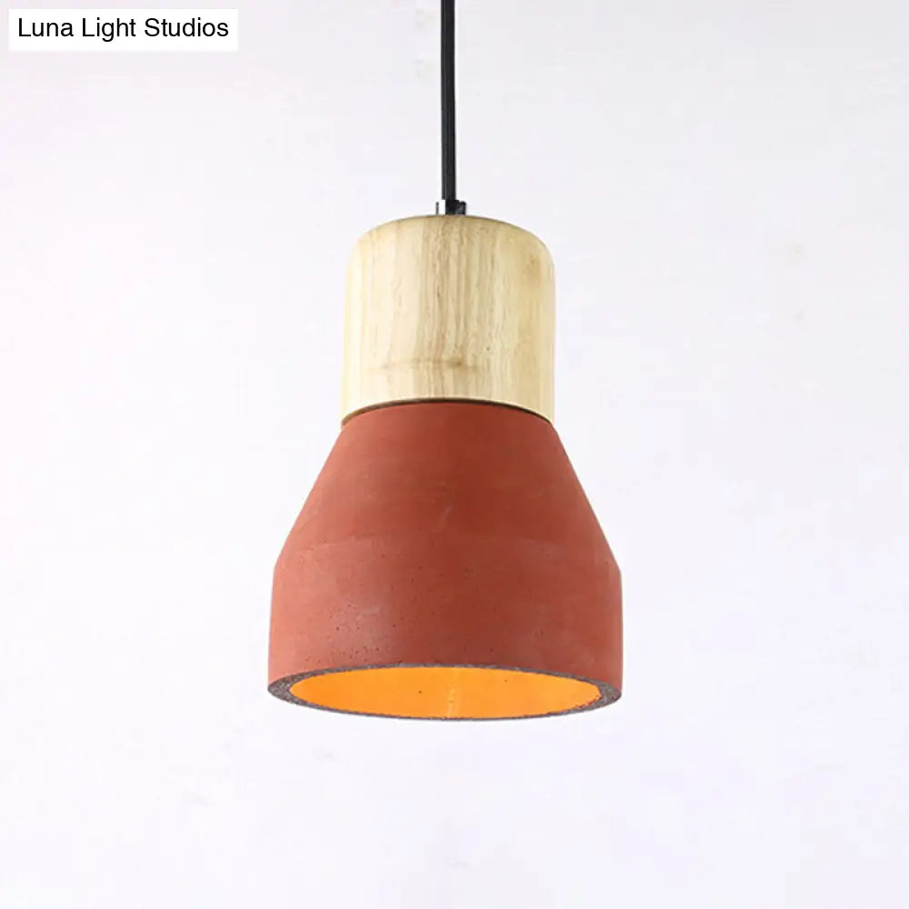 Nordic 1-Light Cement Bottle Pendant Suspension Light In Grey/Red/Green - Ideal For Restaurants Red