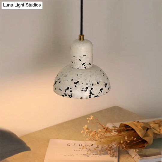 Nordic 1-Light Cement Urn Pendant Lamp - White And Black Ceiling Lighting For Restaurants