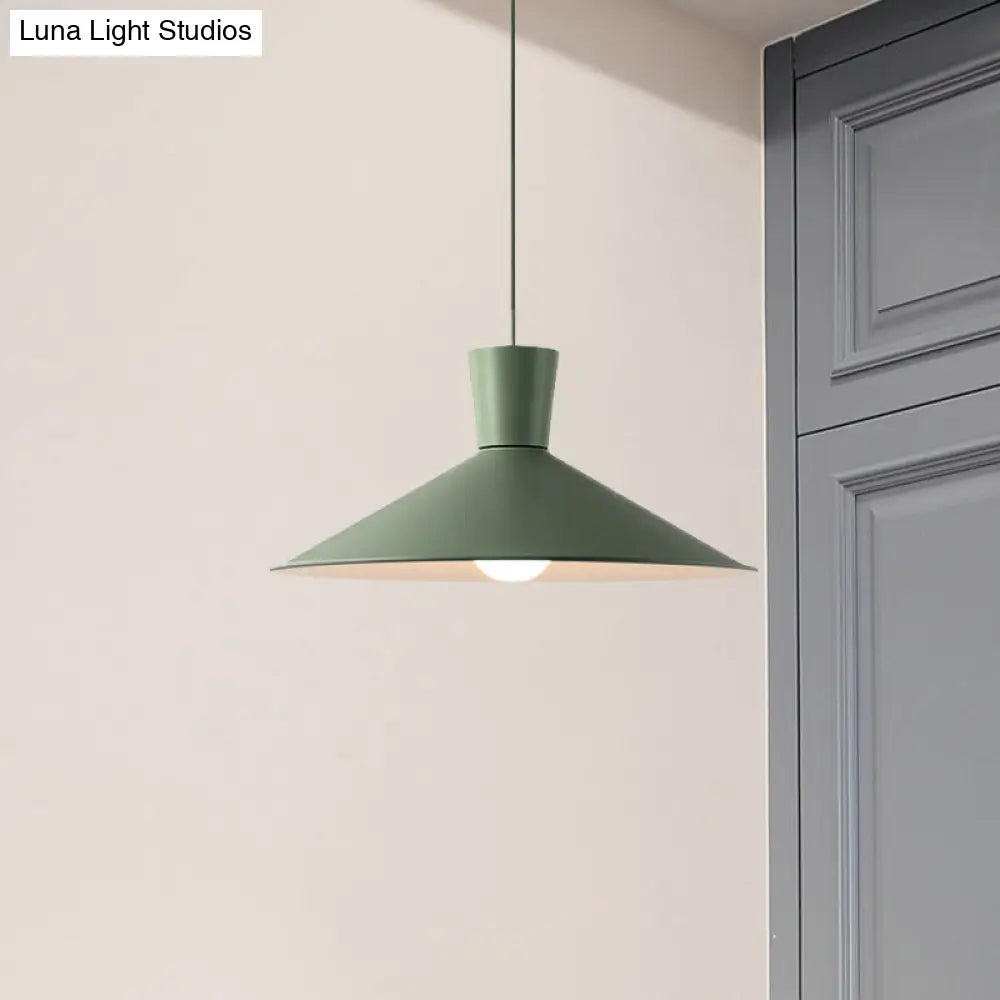 Nordic 1-Light Cone Pendant With Pink/Blue/Grey Down Lighting - Stylish Metal Hanging Light