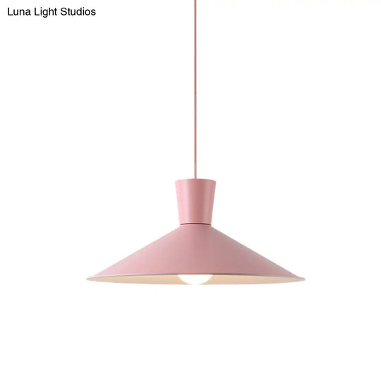 Nordic 1-Light Cone Pendant With Pink/Blue/Grey Down Lighting - Stylish Metal Hanging Light