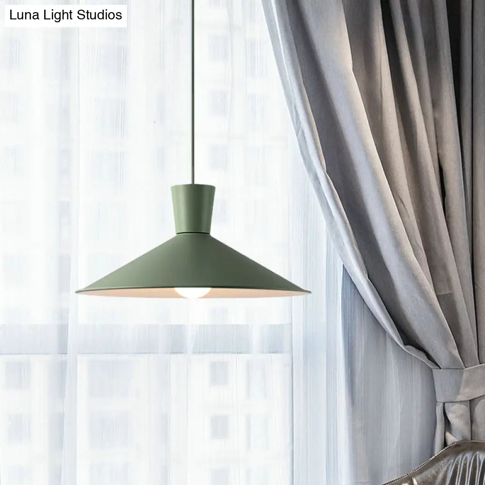 Nordic 1-Light Cone Pendant With Pink/Blue/Grey Down Lighting - Stylish Metal Hanging Light