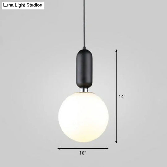 Nordic 1-Light Opaline Glass Hanging Light Fixture Black / 10