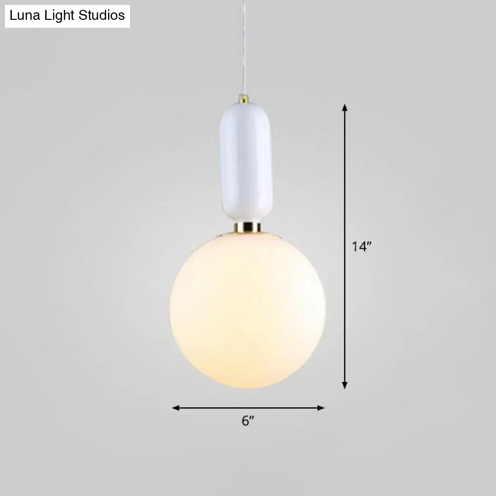 Nordic 1-Light Opaline Glass Hanging Light Fixture White / 6