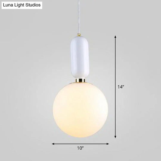 Nordic 1-Light Opaline Glass Hanging Light Fixture White / 10