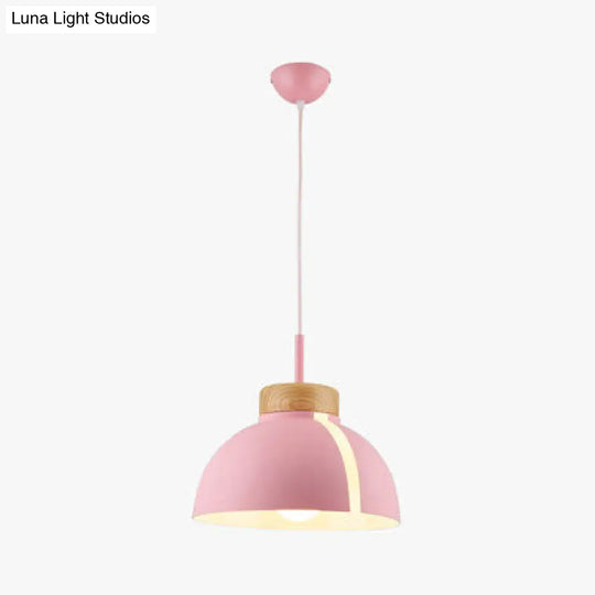 Nordic 1-Light Metal Dome Ceiling Pendant - Pink/White/Black Suspension Light Pink