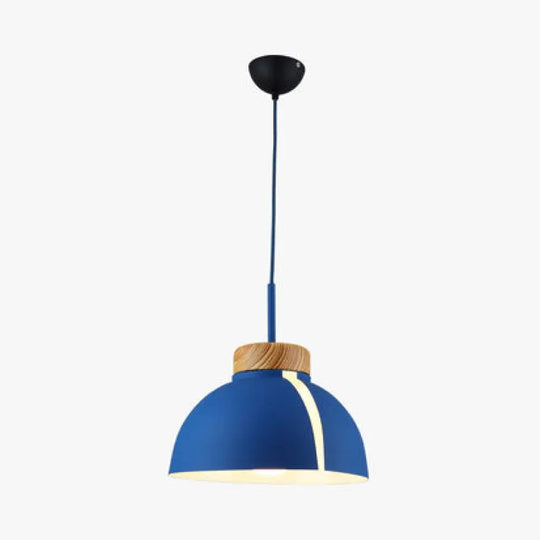 Nordic 1 Light Metal Shade Suspension Pendant - Pink/White/Black Dome Ceiling Dark Blue