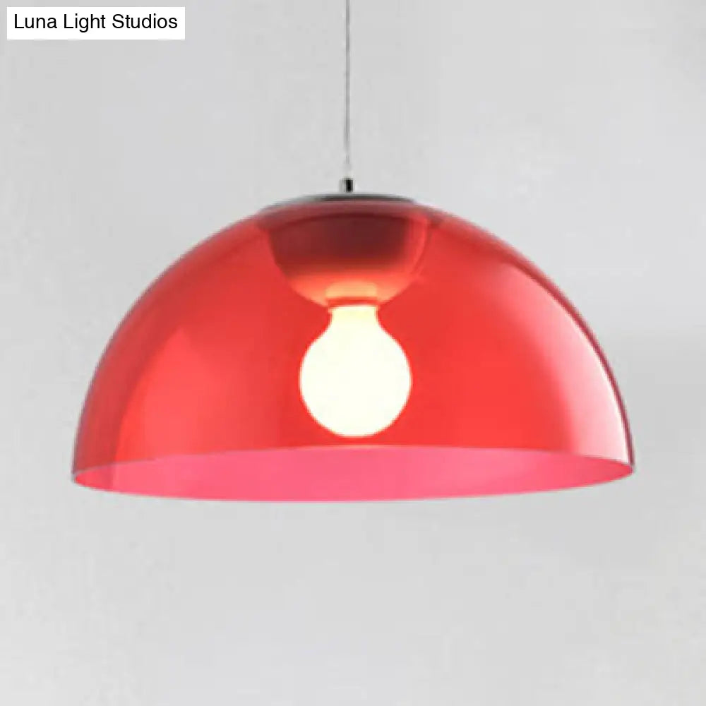 Nordic 1 Light Suspension Pendant: Red/Black/White Acrylic Shade Dome Ceiling